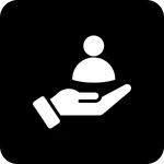 Person supported by a hand icon