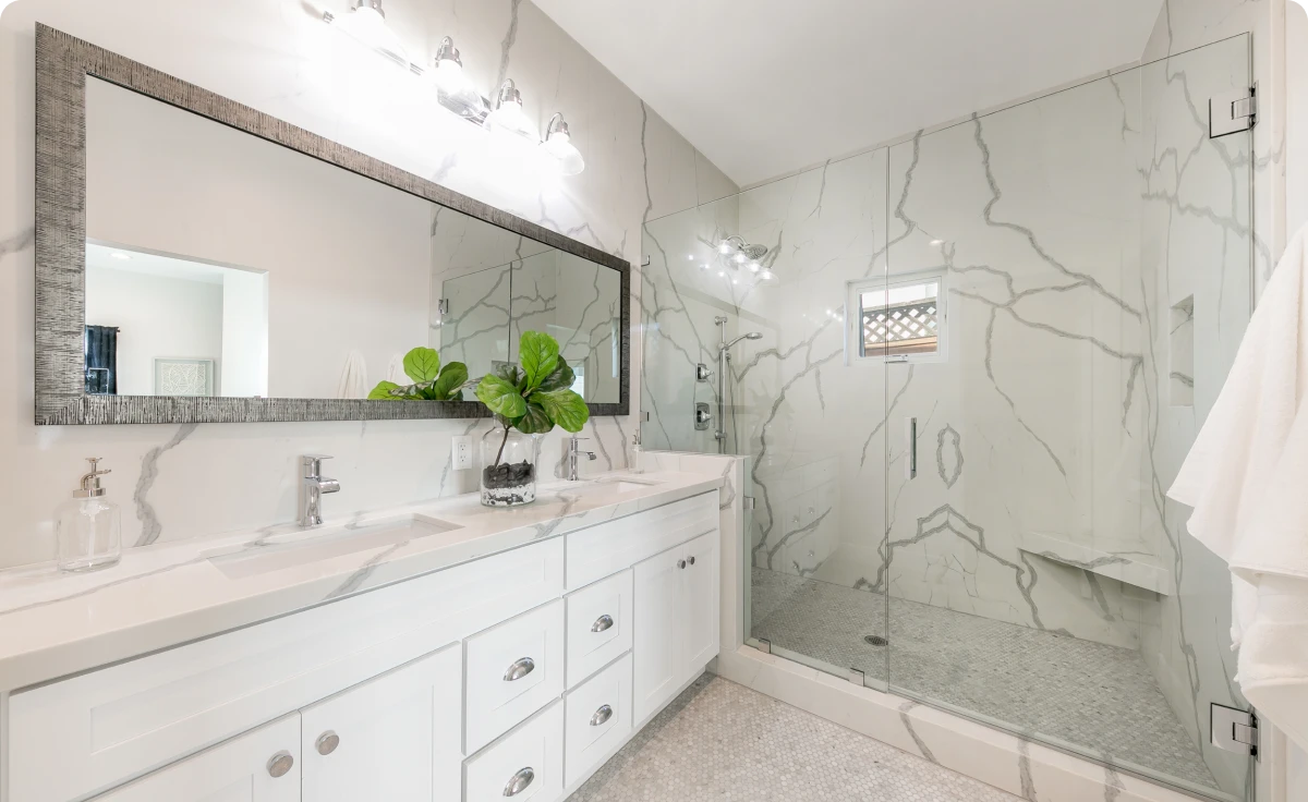 Modern bathroom with glass shower